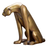 Décoration d'intérieur en gros, sculpture d'animal en résine, figurine de léopard en argent électro-plaqué, statue de panthère en polyrésine avec strass