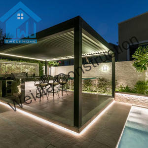 עמיד למים להב שמשיה תריסים ממונעים אלומיניום 3x3m פרגולה כיסוי עם וילון - Product Image 1