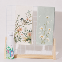 Essuie-tout en coton Hoshom à thème pastoral de jardinage, motif délicat d'oiseaux et de fleurs, taille personnalisée pour la décoration domestique