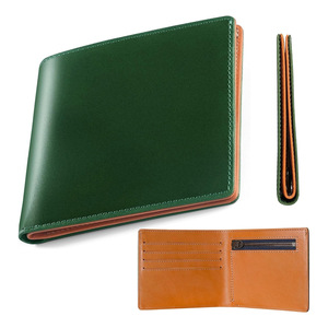 Portefeuille en cuir véritable à deux volets ultra fin pour homme avec fermeture éclair pour ranger les pièces de monnaie, style japonais, usage quotidien - Product Image 2