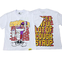 Camisetas de Diseño para Hombre, Marca COUGH SYRUP, Estilo Hip Hop, Vintage, 100% Algodón, Ecológicas, Transpirables, Corte Holgado, Personalizadas con Diseños de Bebidas