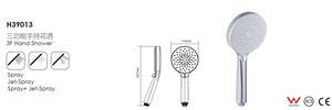 Cabezal de ducha de mano ABS cromado de fábrica de Venta caliente 3 funciones con WARS ACS CE - Product Image 5