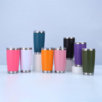 Logotipo personalizado que imprime tazas de viaje de acero inoxidable térmicas al vacío con recubrimiento en polvo de 20/30 oz con pajitas estilo americano