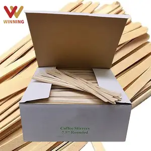 Agitadores de café de madera desechables con LOGOTIPO de tamaño personalizado chino biodegradable estampado en caliente ganador