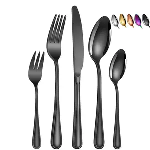 New Arrival Gold Double Line Flatware Cutlery Set Stainless Steel Spoon Fork Silverware Stainless Flatware Set
