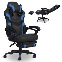 Chaise de jeu de style course avec repose-pieds, inclinaison réglable de 90 à 180 °, pivotant à dossier haut, coussin de tête idéal pour PC / Xbox / PS5