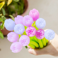 Stylo gel en silicone souple en forme de tulipe créatif coréen sensible à la lumière changement de couleur frais mignon noir 0.38mm conception de fleur de lumière du soleil