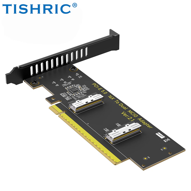 New Version PCI- Express PCIe 5.0 X16 to Dual MCIO SFF-1016 Adapter Card