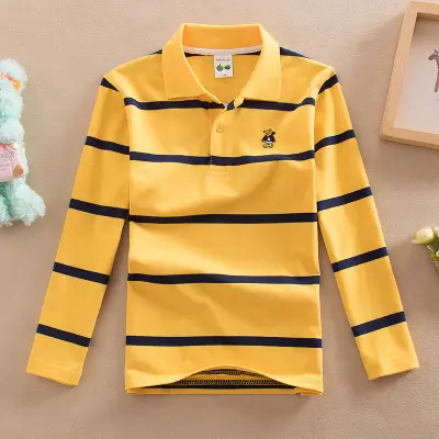 New Arrival Wholesale 100% cotton baby boy kids polo shirts stripe school uniform long sleeve kids polo shirts girls