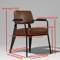 Fauteuil de designer nordique avec dossier moderne simple Art industriel de fer de luxe pour petit appartement loisirs négociation salle à manger