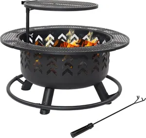 Hot Sale Luxury Style Large Camping Bbq Fire Pit OutdoorMetal Steel Charcoal Fire Pit With Bbq Grill