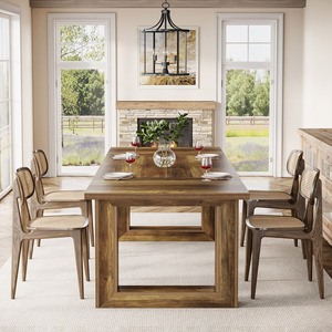 Tavolo Rettangolare <span class=keywords><strong>in</strong></span> <span class=keywords><strong>Legno</strong></span> da 160 cm, Stile Moderno, Grande Tavolo da Pranzo per 6-8 Persone, Colore Marrone - Product Image 3