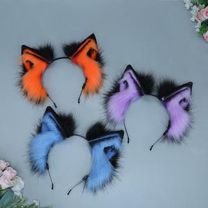 E0069 giả lông sói Tai Headband cos Prop thực tế con thú tinh thần tóc phụ kiện sôi động cosplay sang trọng động vật tai mũ nón - Product Image 3