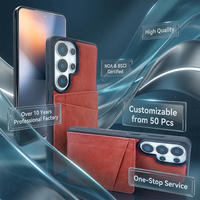 Étui de téléphone fin en cuir PU à double poche pour iPhone et Samsung, découpes latérales précises, coque intégrale résistante aux chutes