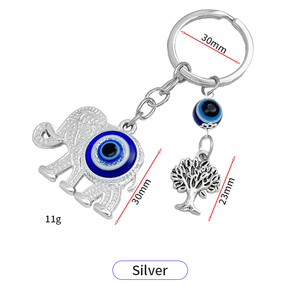 Mặt dây chuyền móc khóa hình voi cổ điển & mắt ác có đính đá giả kim cương, chất liệu hợp kim kẽm nhẹ, dùng làm quà tặng khuyến mãi sinh nhật - Product Image 5