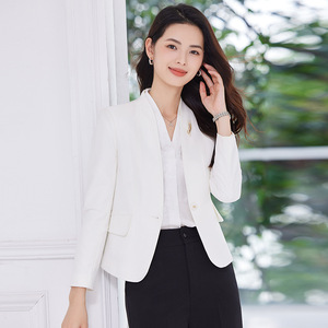 Women's Collarless Blazer Slim Fit Long Sleeve Professional Attire For Commute Polyester Fabric 9715hzy - Product Image 3