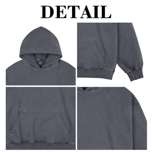 Sweat-shirt à capuche KingSen en molleton épais, coton et polyester, délavé, coupe ample et décontractée pour homme - Product Image 5