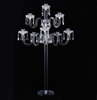 Candélabre en acrylique à 9 têtes, porte-bougie en cristal, décoration de mariage, centre de table, décoration de fête et de maison