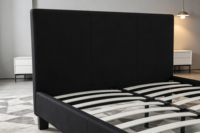 Cadre de lit plateforme moderne rembourré noir, lit simple en tissu avec tête de lit rembourrée, aucun sommier tapissier nécessaire, taille King/Queen