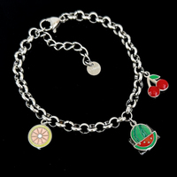 Delicaat en schattig fruitvormig oogjes chocolade donut hart zirkoon klassieke roestvrijstalen armband