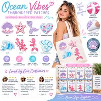 En gros Patch brodé thermocollant et à coudre Sirène, Coquillage, Étoile de mer, Vague, Corail, Queue de sirène, thème Océan