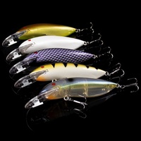 Umpan Pancing Buatan Minnow Mengambang 10.5cm 13g Crank ABS, Kail Treble Nikel Hitam, Dilengkapi Bead, Umpan Casting