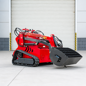 Mini-chargeuse compacte sur chenilles rouge, avec mélangeur à double cylindre, godet à grille et chenilles en <span class=keywords><strong>caoutchouc</strong></span> doubles - Product Image 1