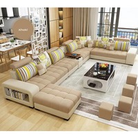 Italienisches Luxus-U-förmiges Sofa-Set Wohnzimmermöbel Hochwertiges Großes Sofa-Set Modernes Design Multifunktionales Holzsofa
