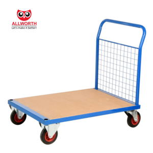 Gudang ritel kargo Transport baja jaring stabil Platform kayu logistik troli tangan - Product Image 4