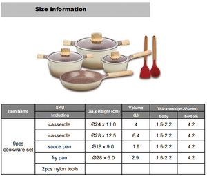 Phisma Chất lượng cao 9 cái PFOA miễn phí không dính Granite lớp phủ kim loại hiện đại Cookware sets với Bakelite Knob - Product Image 5