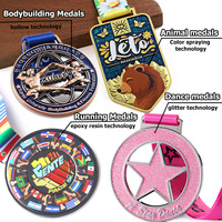 Médailles sportives personnalisées, creuses, colorées, avec cœur en relief et logo de gymnaste en émail, plaquées argent, en alliage de zinc, médaille en métal pour la gymnastique rythmique