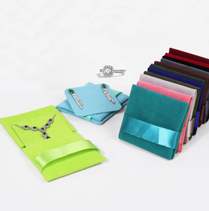 Luxury Custom Logo Multi Color Velvet Suede Jewelry Envelope Bag Satin <b>Ribbon</b> Closure Ring Storage Pouch <b>Wedding</b> Favor Gift Bags - Product Image 4