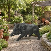 Statue de sanglier d'extérieur de 21,26 pouces, sculpture animale en résine résistante aux intempéries pour la décoration de jardin, patio et pelouse