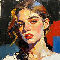 Peinture à l'huile abstraite moderne de portrait féminin, texture prononcée, peinte à la main, pour la décoration murale du bureau et de la chambre.