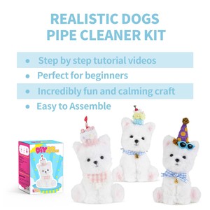 Kit per lavoretti con scovolini di carta, un kit di scovolini di carta adatto ai principianti. IT Include kit per realizzare un cucciolo West Highland facile da costruire - Product Image 5
