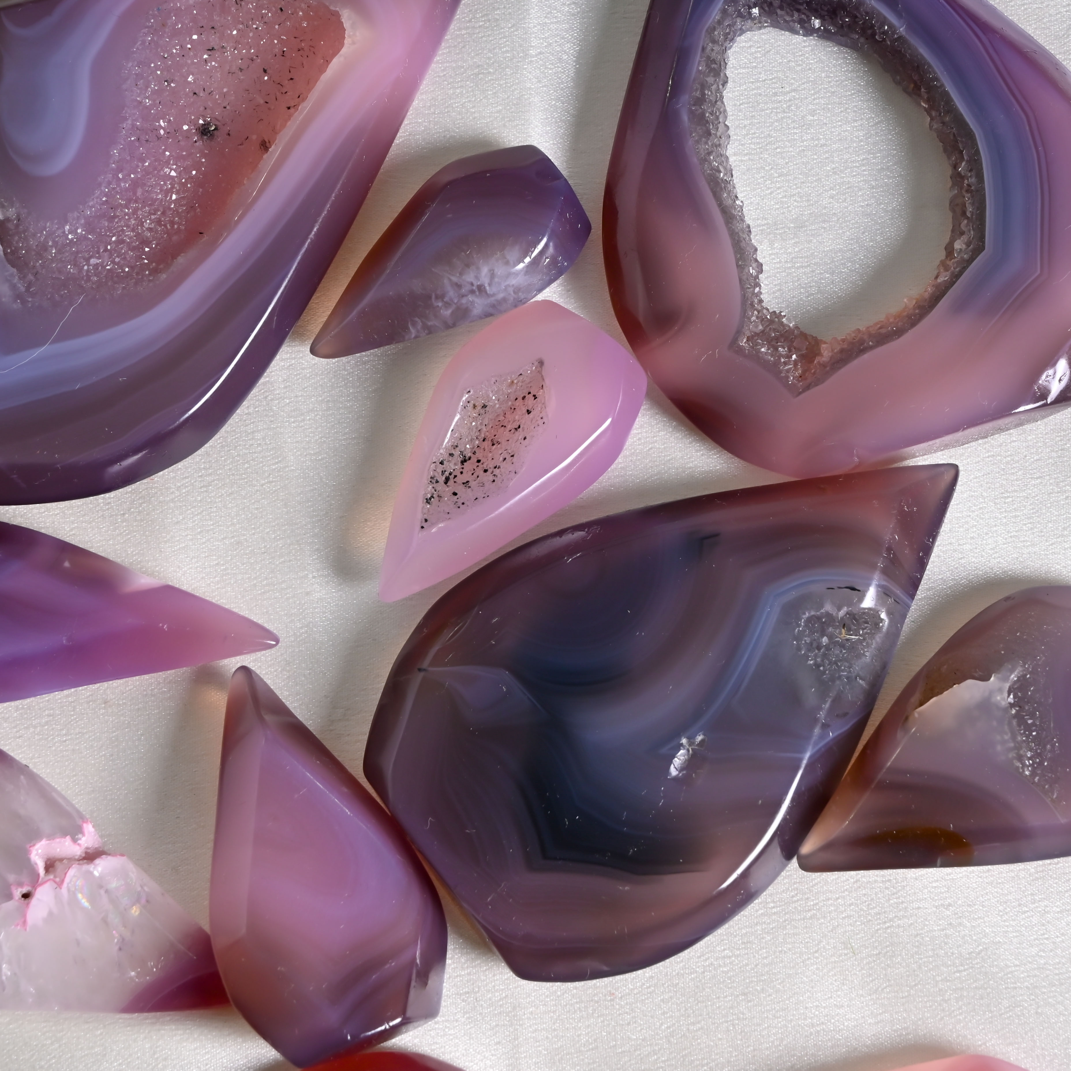 Agate rose Druzy goutte d'eau
