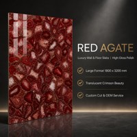 Pierre agateuse rouge frittée ultra-mince, finition brillante personnalisée avec 3 motifs continus, support ODM/OEM