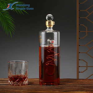 Vente en gros d'usine, marque Xingda, ensemble <span class=keywords><strong>de</strong></span> carafe à whisky et <span class=keywords><strong>de</strong></span> carafe à liqueur en verre borosilicate soufflé à la main en forme <span class=keywords><strong>de</strong></span> dragon chinois - Product Image 1