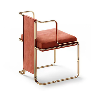 Modern Luxury Minimalist Design Hotel Home Portable <strong>Chair</strong> <strong>Red</strong> Velvet Upholstered Armchair New Classic Dining <strong>Chair</strong> - Product Image 2