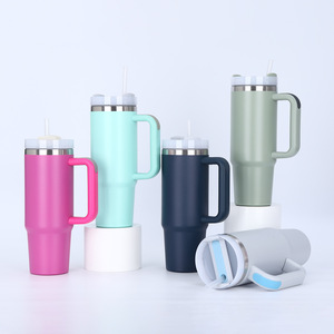 Gobelet à bière ou à <span class=keywords><strong>café</strong></span> en acier inoxydable de 40 oz avec logo personnalisé en gros, gobelet de 40 oz avec poignée 2.0 et couvercle avec paille pour fête - Product Image 3