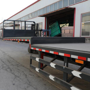 נגרר משטח שטוח תלת-צירי איכותי 50 טון, 20 רגל, 40 רגל, 45 רגל, 53 רגל, שלדת מכולה, נגרר סמי-טריילר למכירה - Product Image 4