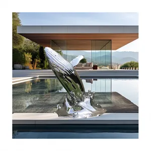 Custom Modern Metal Art Animal Sculpture Statute Large Whale Stainless Steel Sculpture