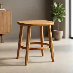 Solid Teak Wood Scandinavian Modern <b>Dining</b> <b>Table</b> Rounded Square <b>Top</b> Circular Ring Base Eco-Friendly Durable School Apartment - Product Image 3