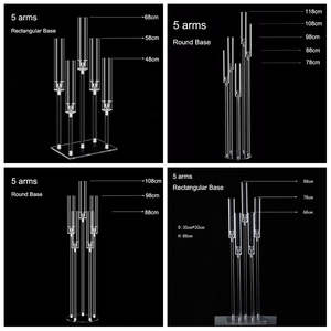 Centros DE MESA DE BODA Decoración Candelabros de cristal transparente Brazos altos Portavelas de acrílico de plástico - Product Image 4