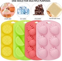 Silicone mal voor één vrucht, 6-delig, ananas, citroen, watermeloen, aardbei vorm, voor chocolade, gelei, snoep, BPA vrij