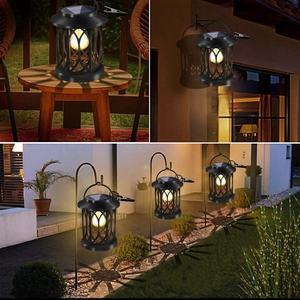 Lampe solaire LED à effet flamme JIUAN moderne pour usage extérieur en jardin, haute luminosité, éclairage blanc chaud projeté, économie d'énergie, IP65 - Product Image 6