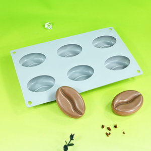 6-cavity 8cm Coffee Bean Silicone Popsicle Ice Cream Mold Mousse Cake Mold Baking Tray Silicone <b>Bakeware</b> Chocolate Mould - Product Image 2