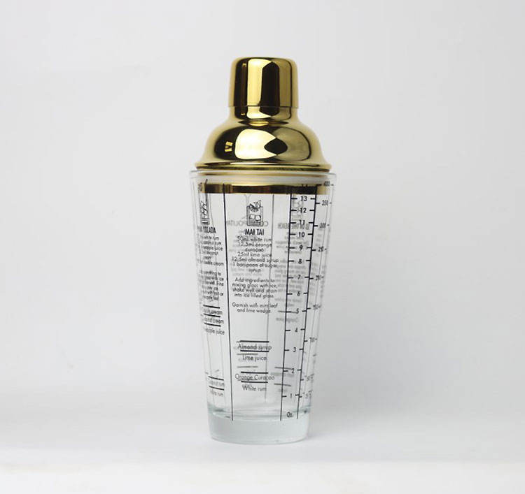Glass cocktail shaker gold