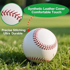 Palle da allenamento da baseball Rarapop resistenti per mancini, ufficiali da 9 pollici, rivestite in pelle, con mazza in PVC per pratica di lancio e battuta - Product Image 4