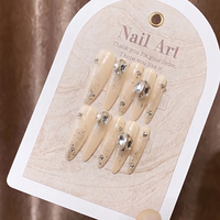 Ongles Cercueil de Luxe Faits Main Rouge Doré Pailleté 10 Pièces Rose Nude Dégradé Strass Fleur Perle Personnalisation Vente en Gros